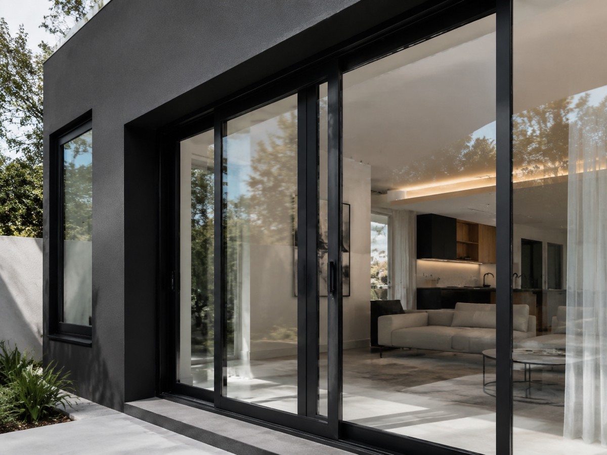 Esquadrias de alumínio preto em residência contemporânea